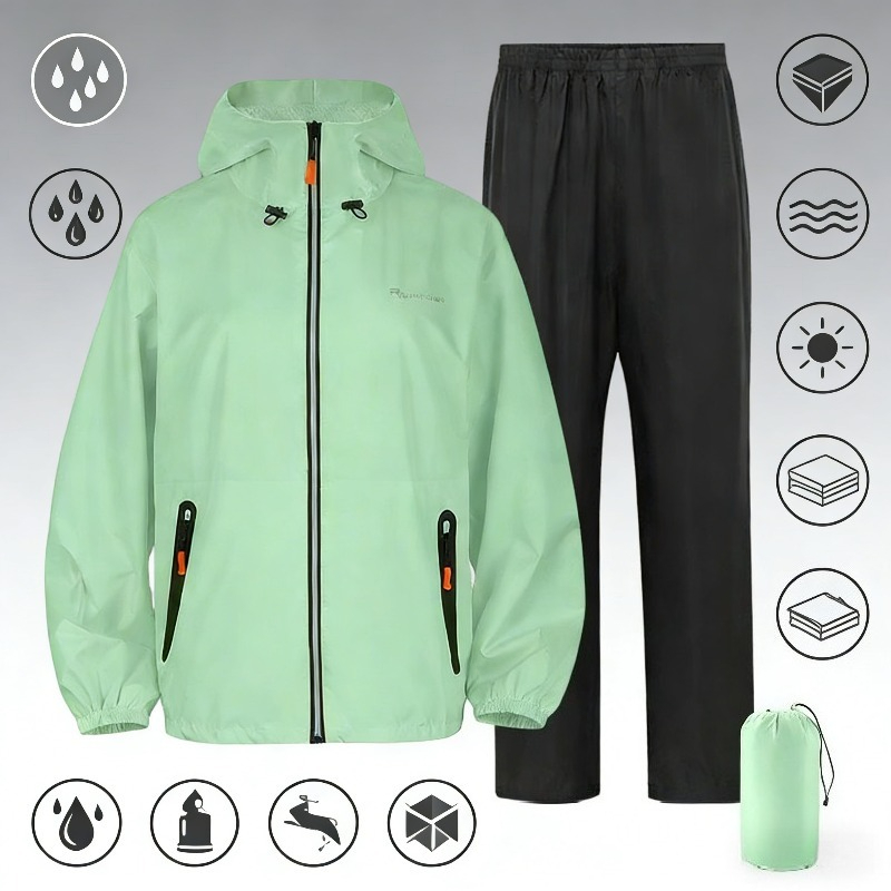بدلة مطر كاملة مقاومة للماء مع - مراجعة Fishing Rain Suit وسعره