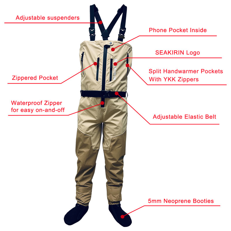 سراويل صيد السمك بسحاب أمامي ق - مراجعة Fishing Waders وسعره