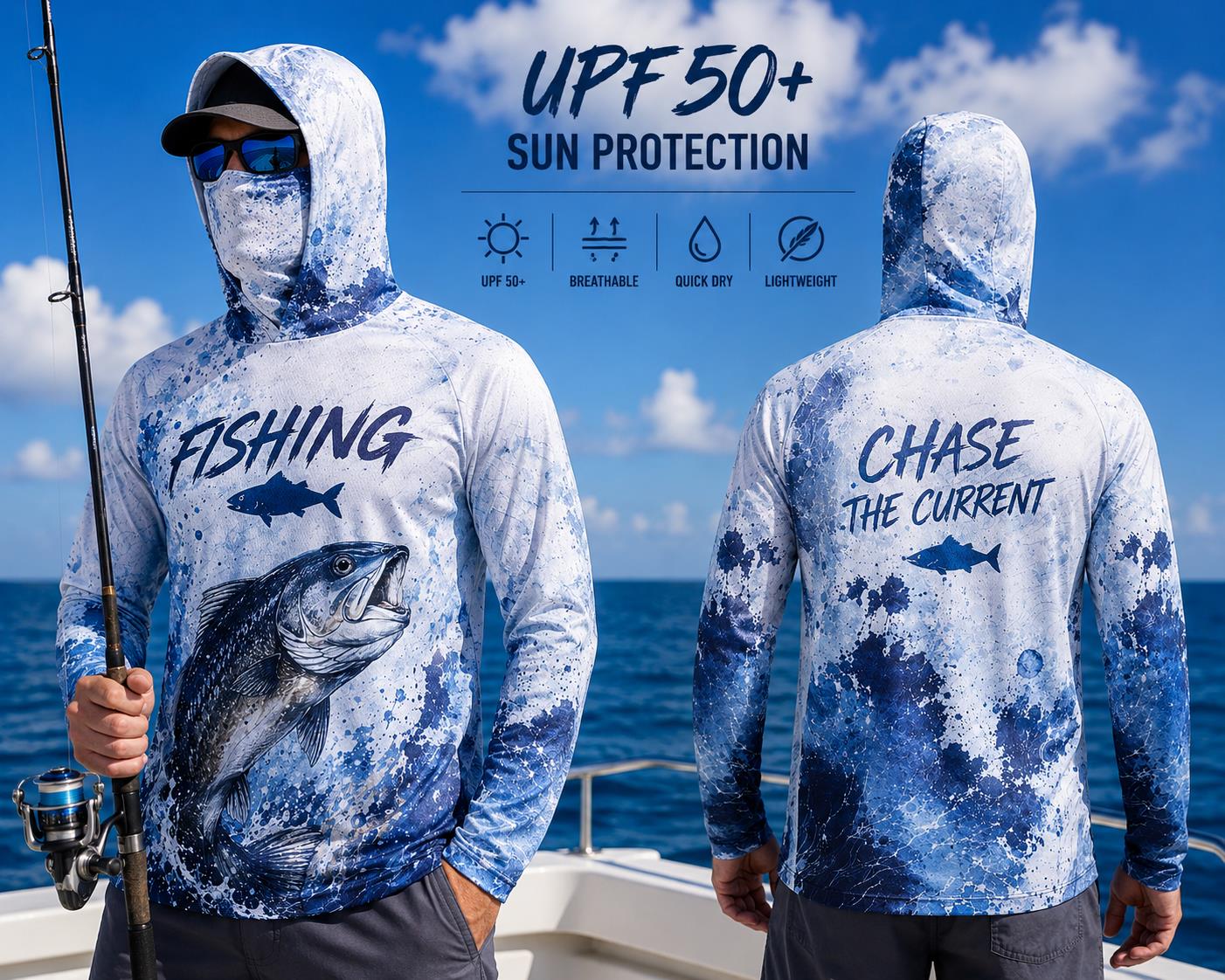 قميص صيد للرجال بأكمام طويلة م - مراجعة Fishing Hoodie وسعره