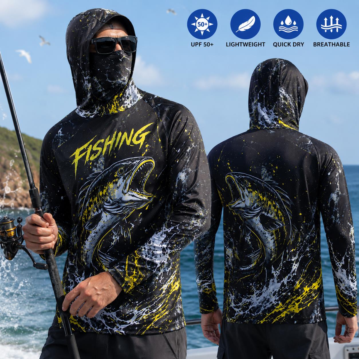 قميص صيد للرجال بغطاء للرأس، ح - مراجعة Fishing Hoodie وسعره