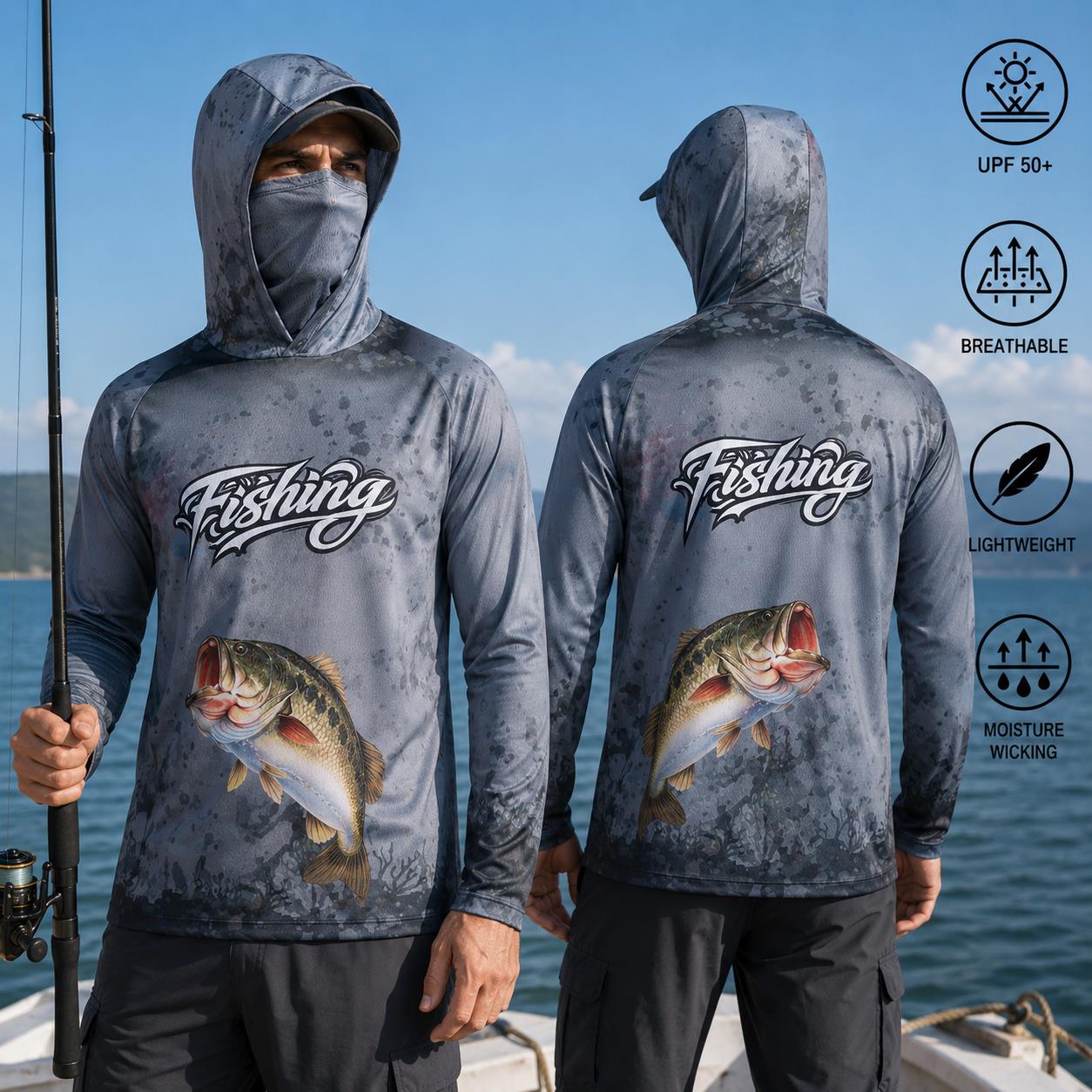 قميص صيد للرجال بغطاء للرأس، م - مراجعة Fishing Hoodie وسعره