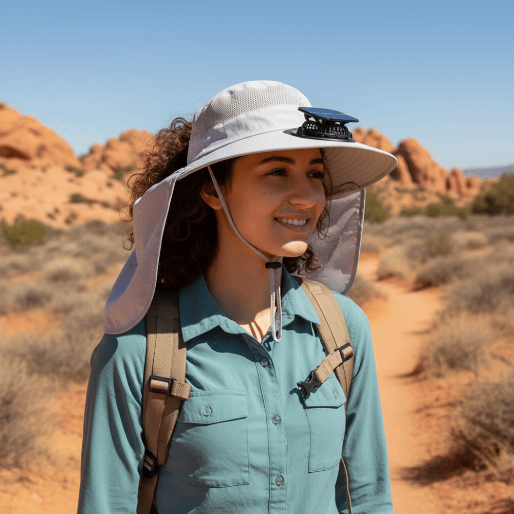 قبعة شمسية أنيقة مع مروحة شمسي - مراجعة Fishing Hat وسعره